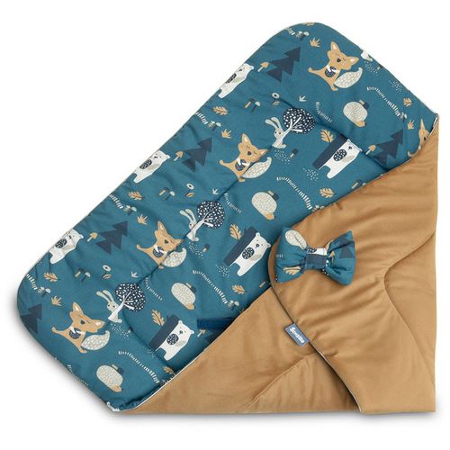Dvostrani baršunasti pokrivač za bebe 75x75cm šumske životinje plavi slika 4