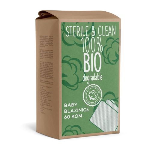 STERILE & CLEAN 100% BIO DEGRADABLE, BABY BLAZINICE 60 KOM slika 1