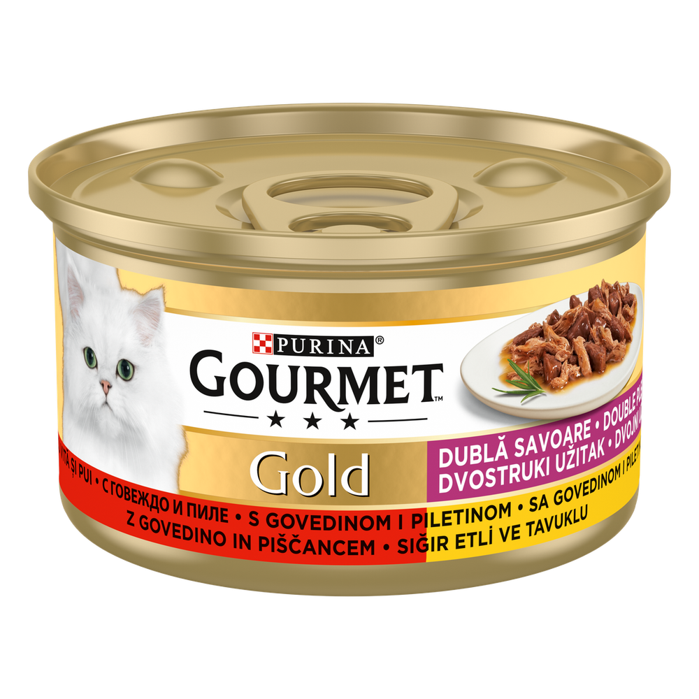 GOURMET GOLD Hrana za mačke, govedina i piletina, 85g slika 1