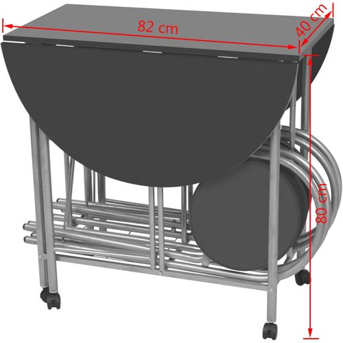 Petodijelni Blagovaonski Sklopivi Set MDF Crni slika 29