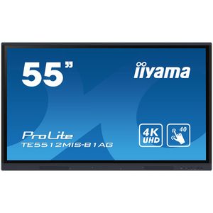 Iiyama 55" iiWare10 , Android 11, 40-Points PureTouch IR with zero bonding, 3840x2160, UHD IPS panel, Metal Housing, Fan-less, Speakers 2x 16W front, VGA, HDMI 3x HDMI-out, USB-C with 65W PD (front), Audio mini-jack and Optical Out (S/PDIF), USB Touch Inter