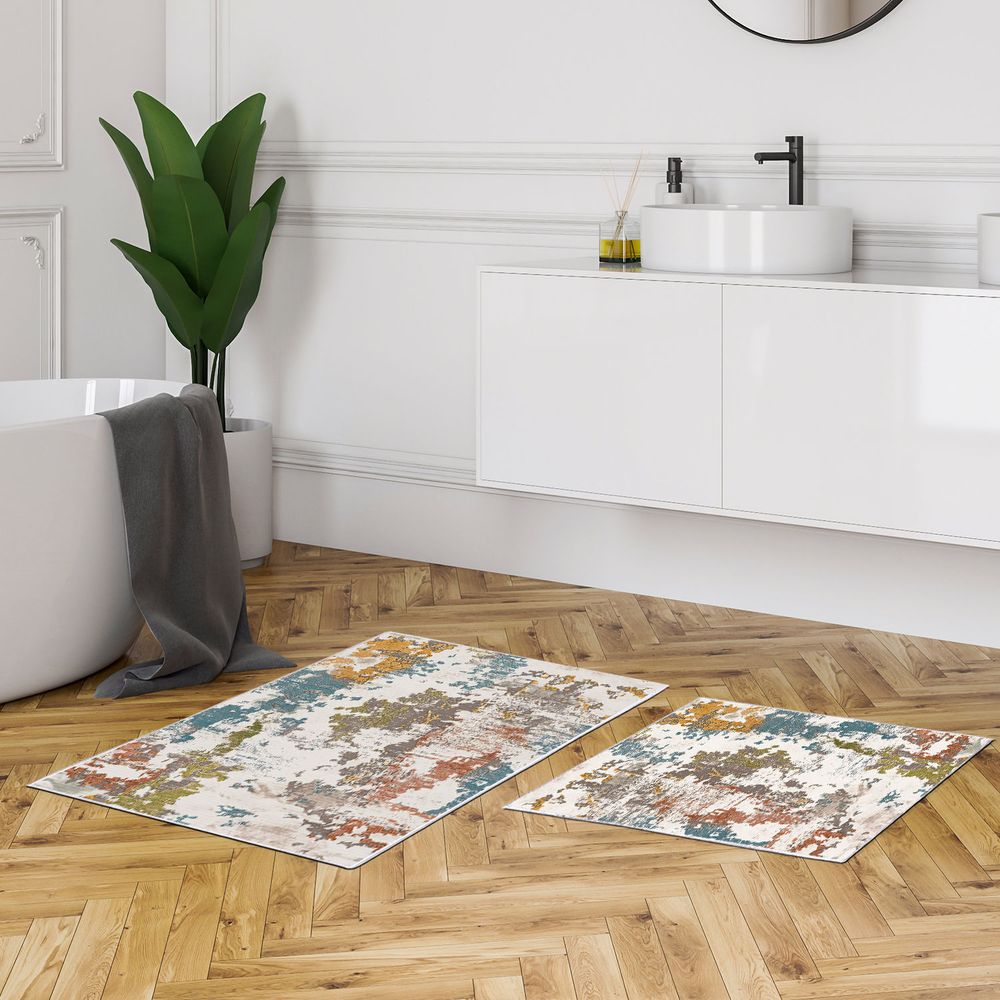 Set višebojnih prostirki za kupatilo Kt488 (2 komada) slika 1