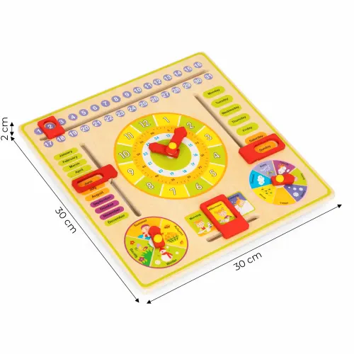 Ecotoys Drvena edukativna ploča kalendar na engleskom jeziku slika 4