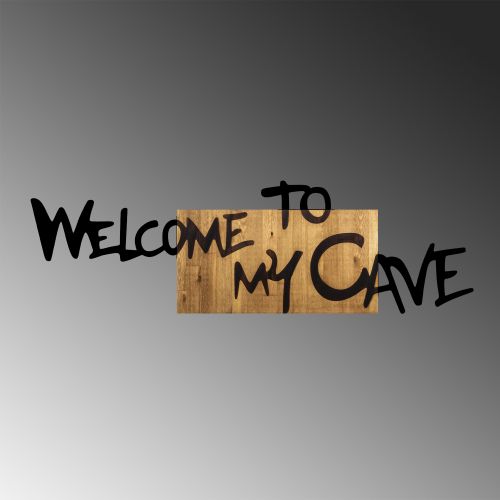 Wallity Dekorativni Drveni Zidni Ukras 'Welcome To My Cave' u Boji Oraha i Crnoj slika 5