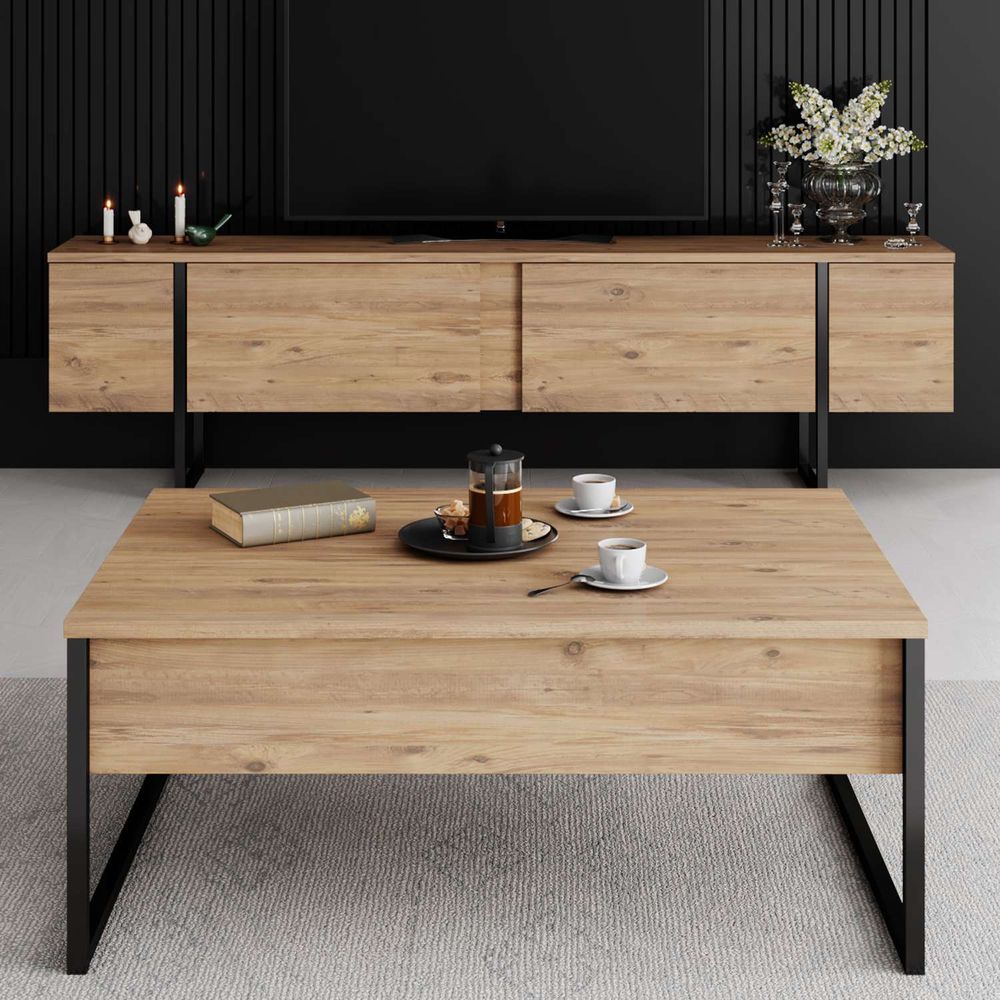 TV stalak Luxe - boje Atlantski bor i Crna slika 3
