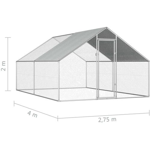 Vanjski kavez za kokoši od pocinčanog čelika 2,75 x 4 x 1,92 m slika 6