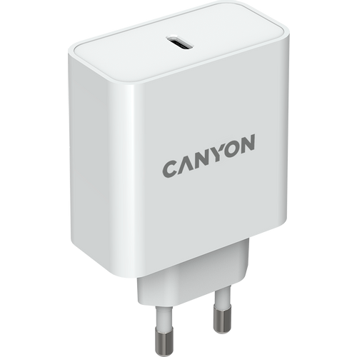 Canyon, GAN 65W charger Input: 100V-240V Output: 5.0V3.0A /9.0V3.0A /12.0V-3.0A/ 15.0V-3.0A /20.0V3.25A , Eu plug, Over- Voltage , over-heated, over-current and short circuit protection Compliant with CE RoHs,ERP. Size: 53*53*29mm, 110g, White slika 2
