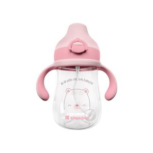 Kikka Boo Tritan flašica sa slamkom Bear 300ml, Pink