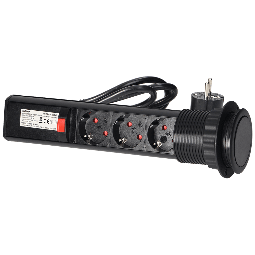 Orno Produžni kabel sa 3 x Schuko utičnice, ugradbena - OR-AE-1347(GS)/B slika 4