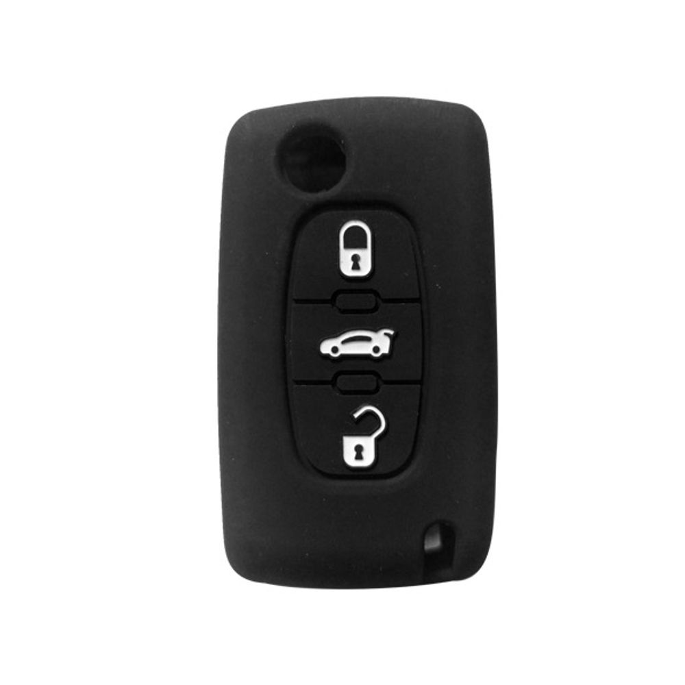 Silikonska Navlaka za Ključ Citroen Tip 2 - Crna (Tri Tipke) slika 1