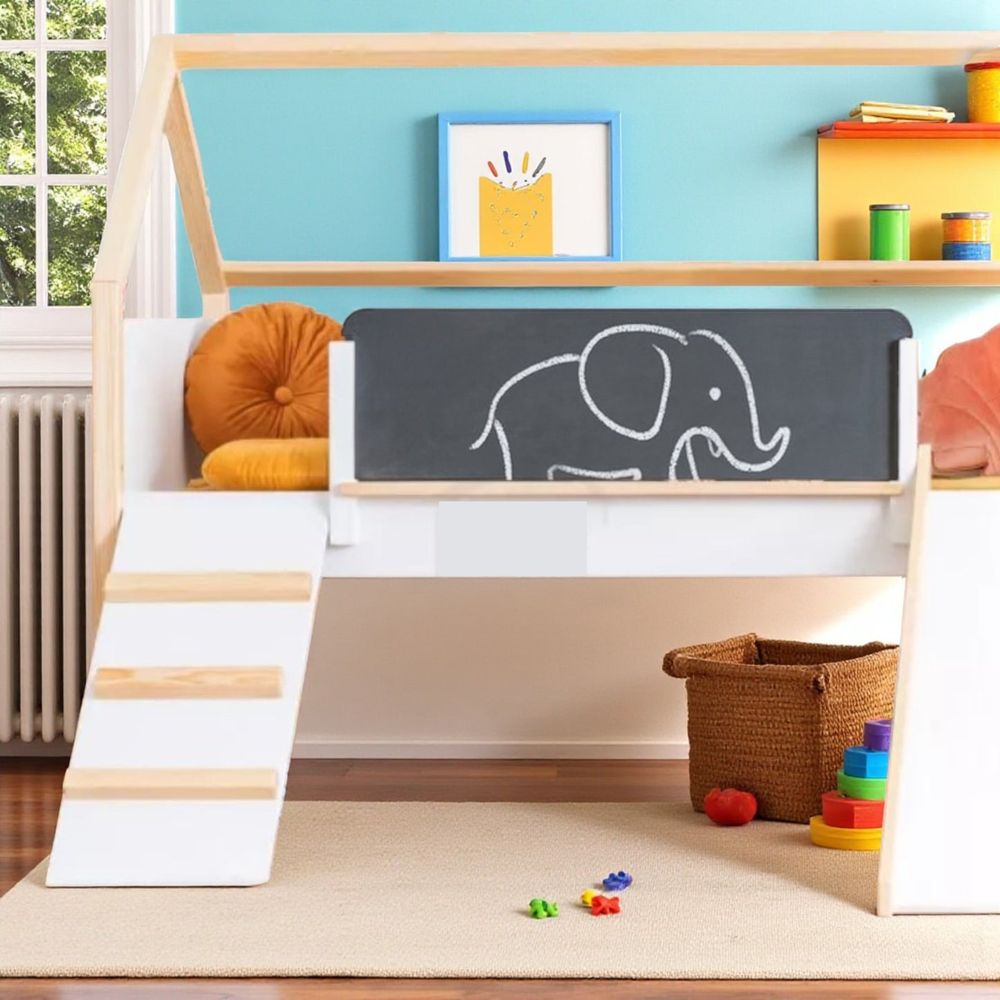 Kinder Home Drveni dječiji krevet kućica Montessori, 90x200cm slika 8