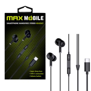 MAXMOBILE slušalice handsfree WE08 TYPE-C crna