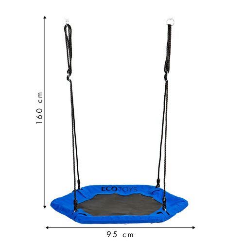 Ljuljačka gnijezdo za djecu šesterokutna plava slika 5