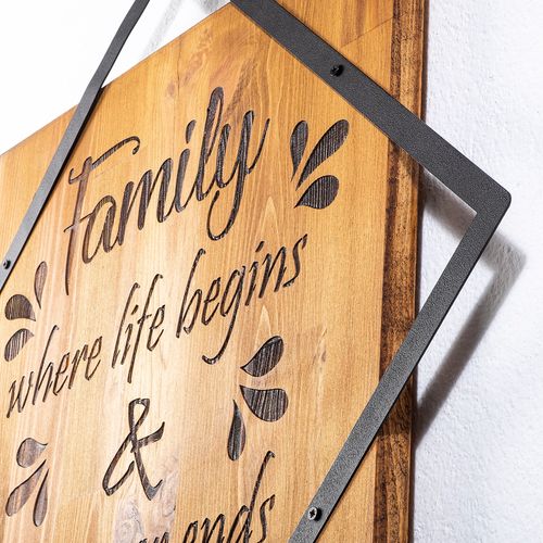Family Where Life Begins
Love Never Ends Walnut
Black Decorative Wooden Wall Accessory slika 5