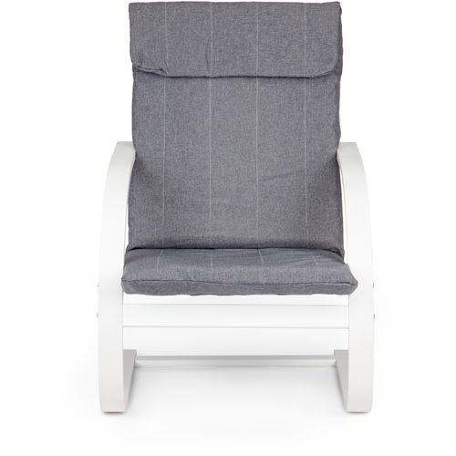 Fotelja za ljuljanje siva s bijelim naslonom za ruke slika 2