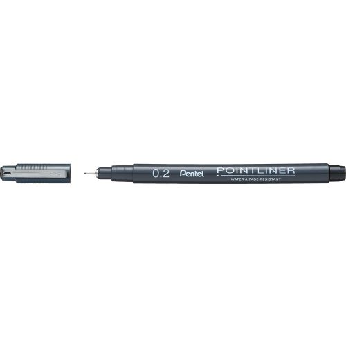 Flomaster fineliner PENTEL 0,20 POINTLINER S20P-2A crni P12/576 slika 1