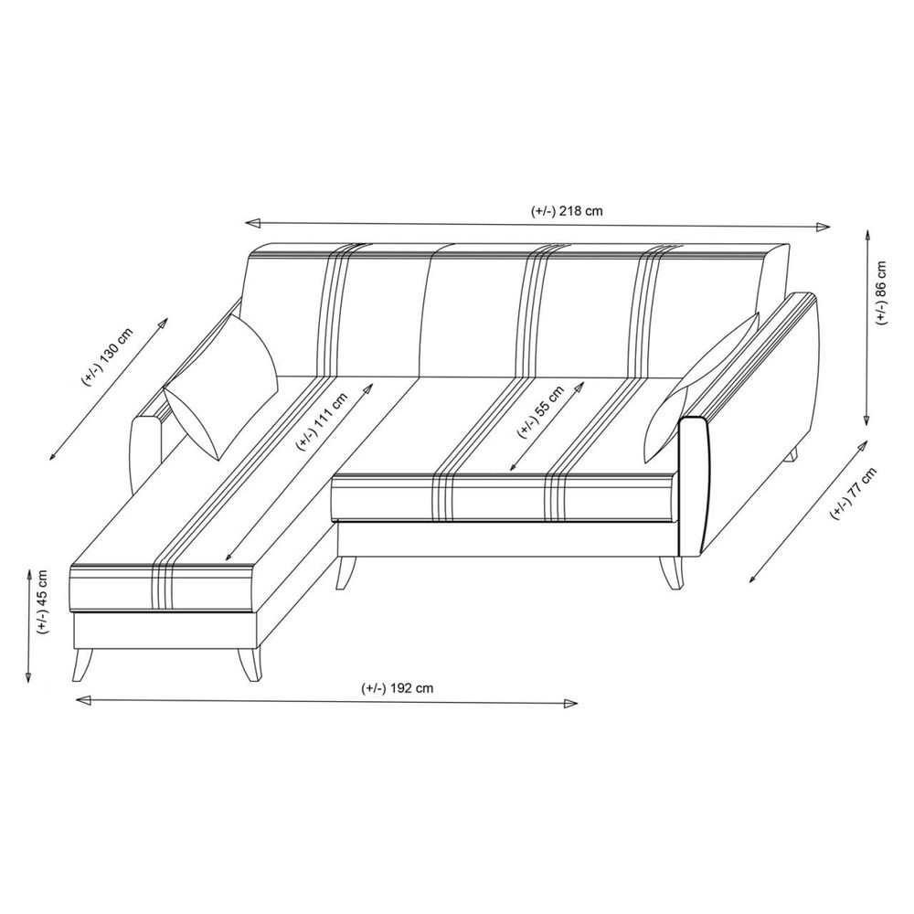 Zaden - Bež Ugaoni Sofa-Krevet slika 8