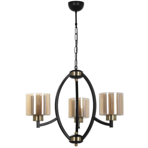 Paul 3 lü siyah avize bal camlı Vintage Chandelier slika 1