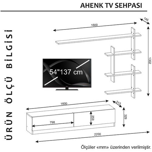 Woody Fashion TV jedinica, Bijela boja, Ahenk - White slika 5