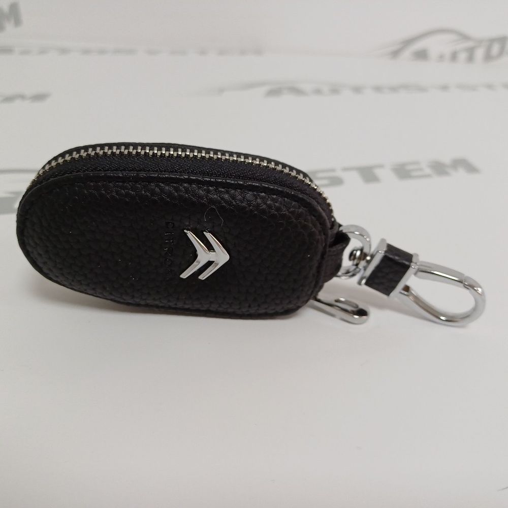 Elegantna crna kožna torbica za ključ Citroen slika 1