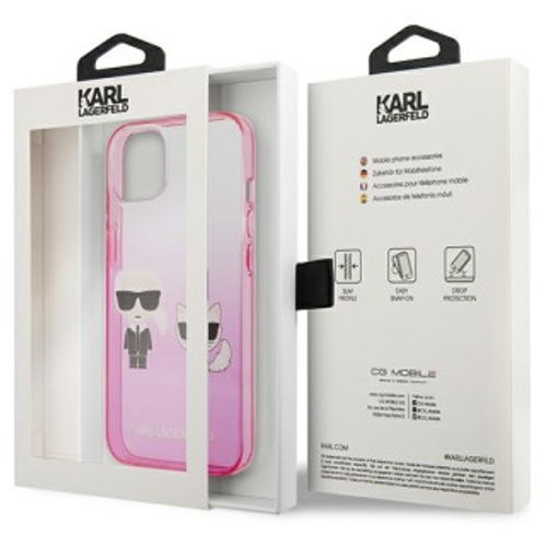 Karl Lagerfeld Futrola za iPhone 13 Pink Karl & Choupette Head Gradient slika 2