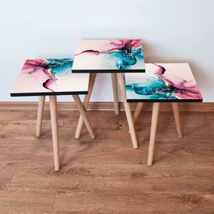 Set Stolića 3Shp102 - u Rozoj, Bijeloj, Plavoj i Bež Boji (3 Komada)