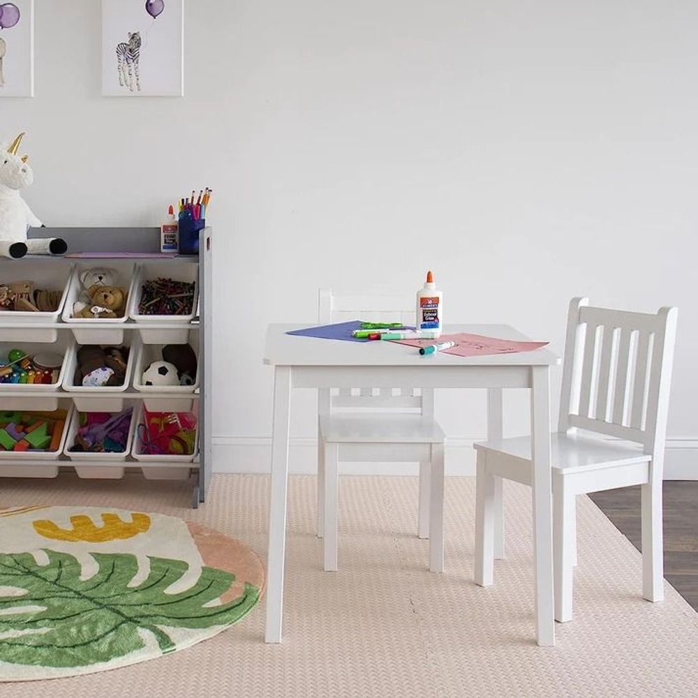 Kinder Home Dječiji drveni sto sa dvije stolice, Bijeli slika 15