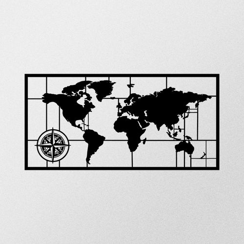 World Map Metal Decor 7 Black Decorative Metal Wall Accessory slika 4