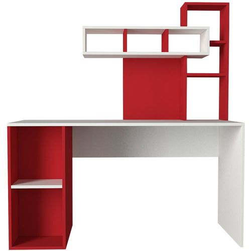 Woody Fashion Radni stol, Bijela boja Crvena, Coral - White, Red slika 3