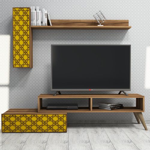 Woody Fashion TV jedinica, Planet - Walnut, Yellow slika 3