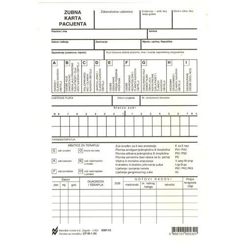 III-1-24 ZUBNA KARTA; Karton, 14,8 x 21 cm slika 2