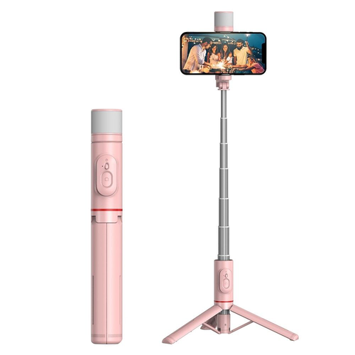 Selfie stick Q12S + tripod pink slika 1