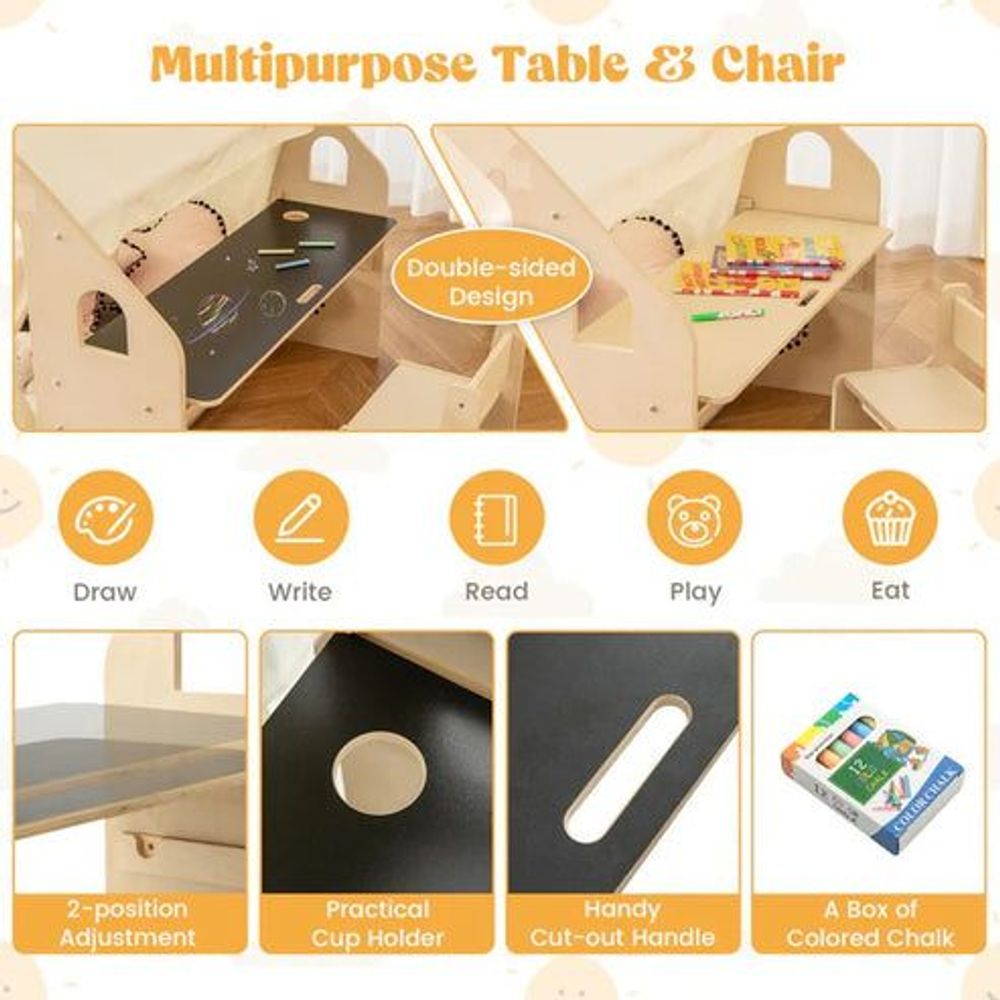 Kinder Home Multifunkcionalna drvena dječija kućica 6U1 slika 9