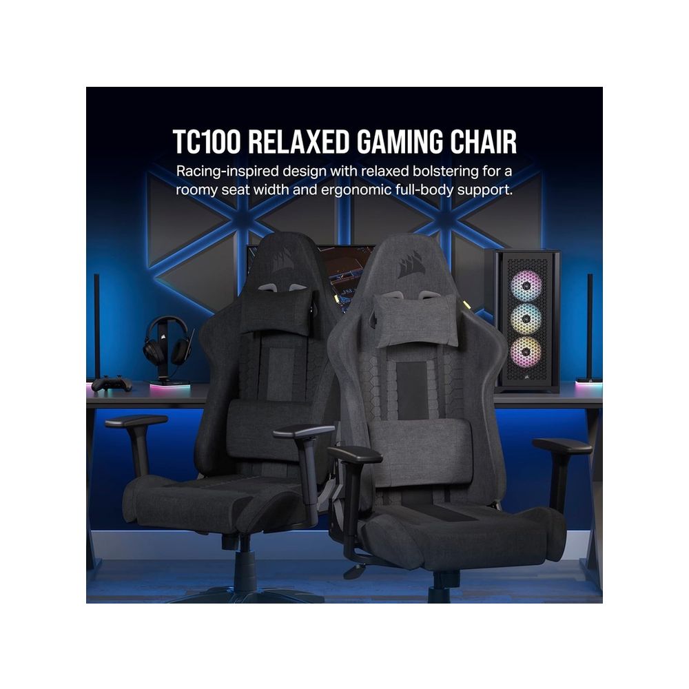 Corsair TC100 Gaming ChairRelaxed, Fabric Black/Grey120kg slika 2