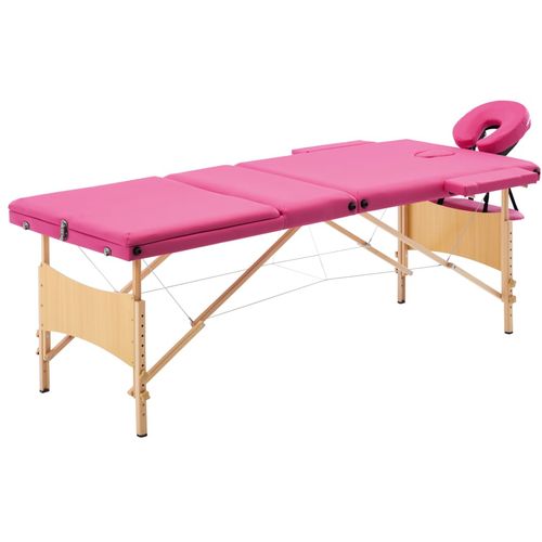 Sklopivi masažni stol s 3 zone drveni ružičasti slika 18
