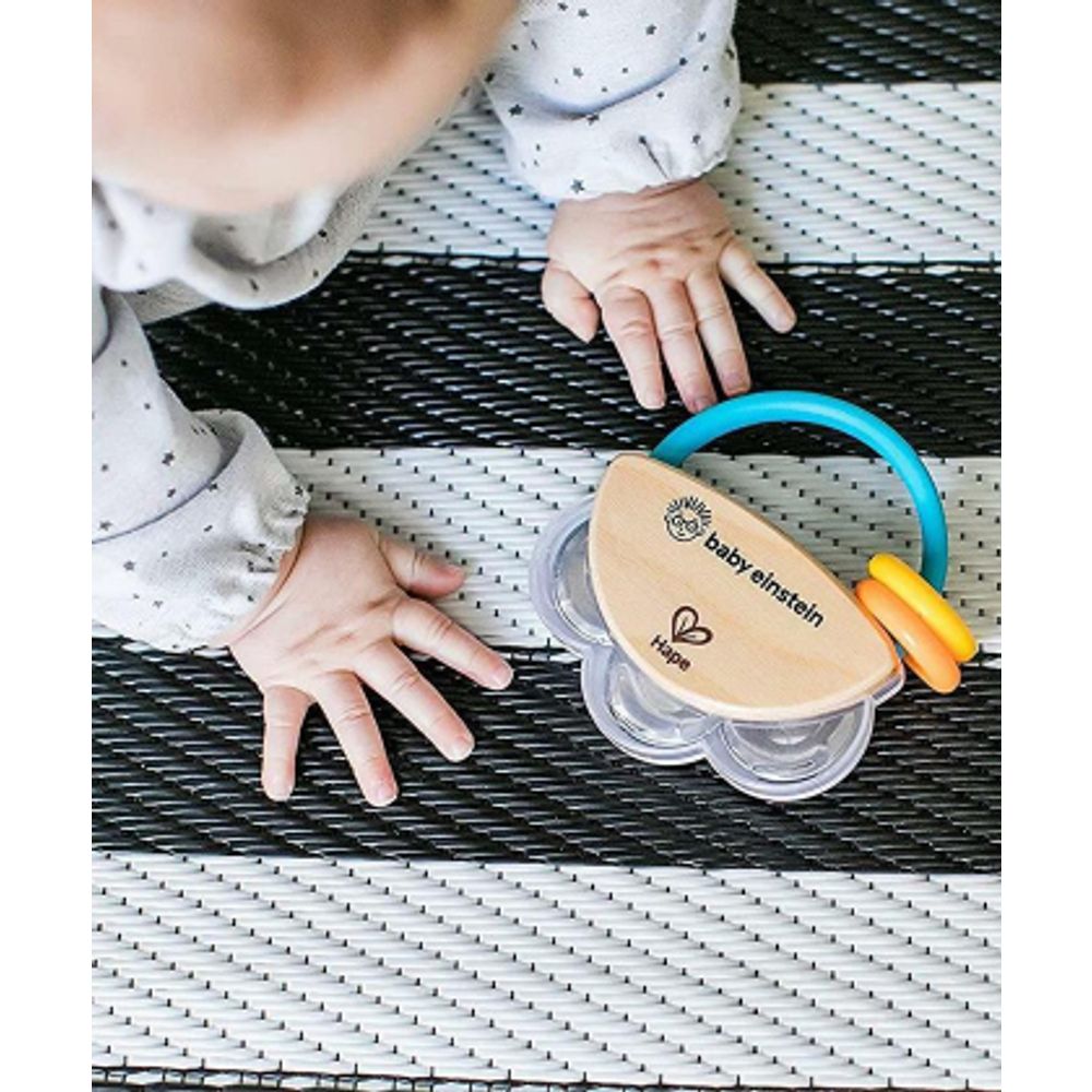 Hape Drvena zvečka mini daire Tiny Tambourine, Plava slika 3