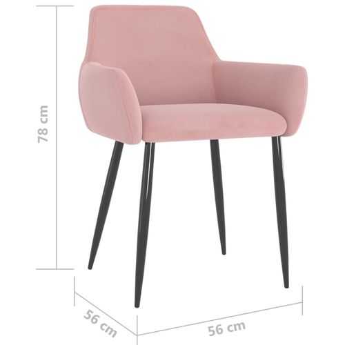 Blagovaonske stolice 2 kom ružičaste baršunaste slika 7