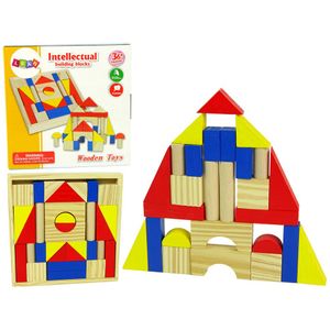 Montessori set drvenih blokova za gradnju kuće/dvorca, šareni