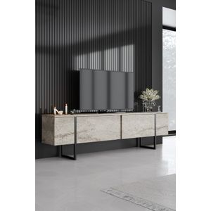 Woody Fashion TV stalak LUXE, boja Travertine, crna boja