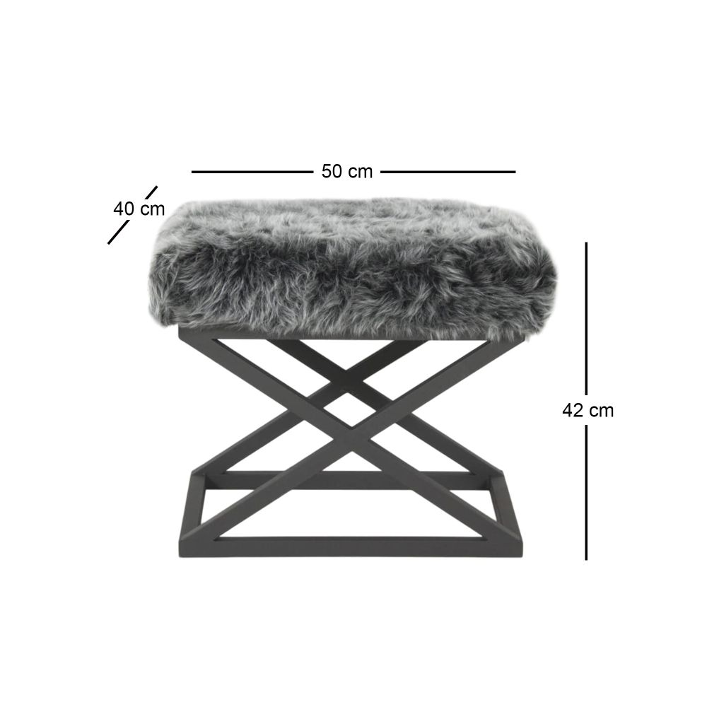 Capraz Plush - Crno-sivi Puf slika 3