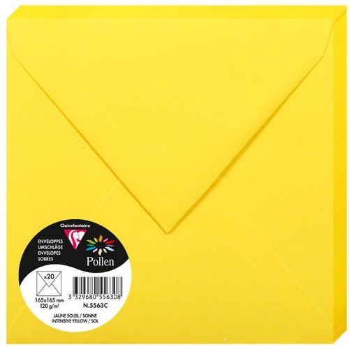 Clairefontaine kuverte Pollen 165x165mm 120gr intensive yellow 1/20 slika 1