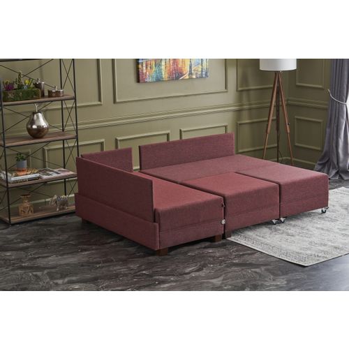 Atelier Del Sofa Kutna garnitura na razvlačenje, Bordo crvena, Fly Corner Sofa Bed Left - Claret Red slika 3