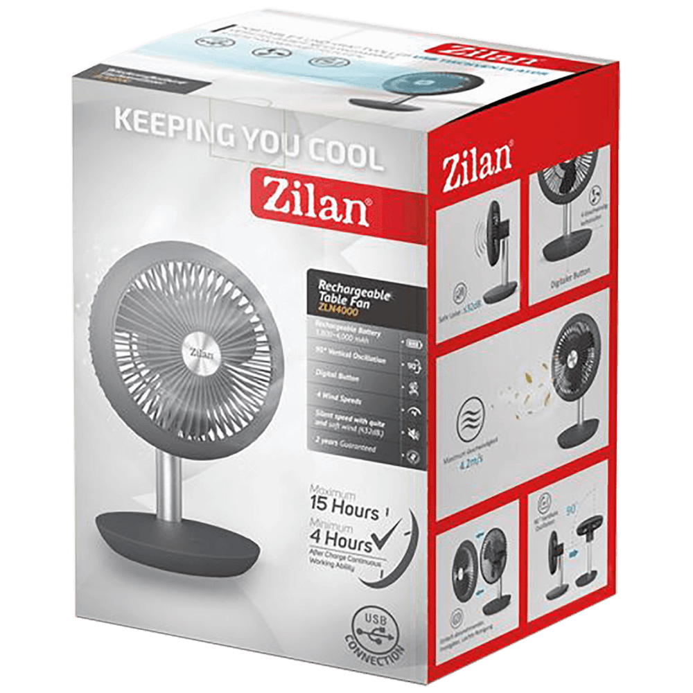 Zilan Ventilator stolni, punjivi, USB - ZLN4000 slika 2