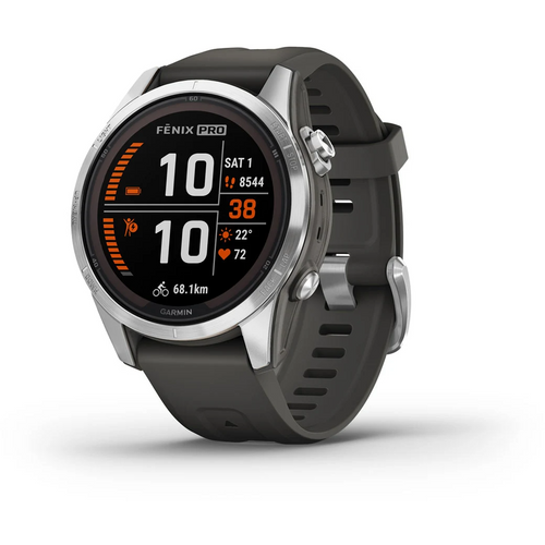 Garmin fenix 7S Pro, Solar izdanje, srebrni s grafitno sivim remenom slika 1