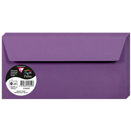 Clairefontaine kuverte Pollen 110x220mm 120gr intensive lilac 1/20 slika 1