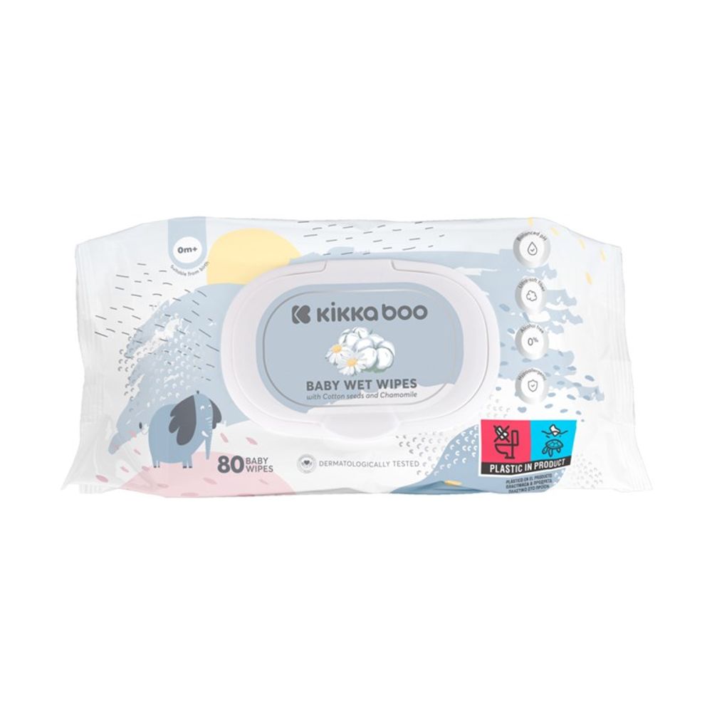 Kikka Boo Dječije vlažne maramice Cotton Seeds & Chamomile, 80kom slika 1