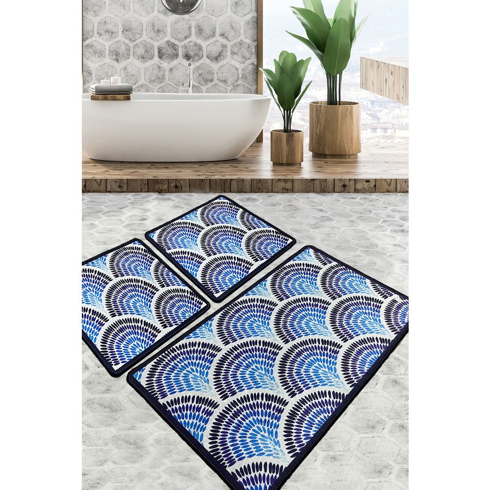 Set Kupatilskih Prostirki Azul - Plavomultikolor (3 Dijela) slika 1
