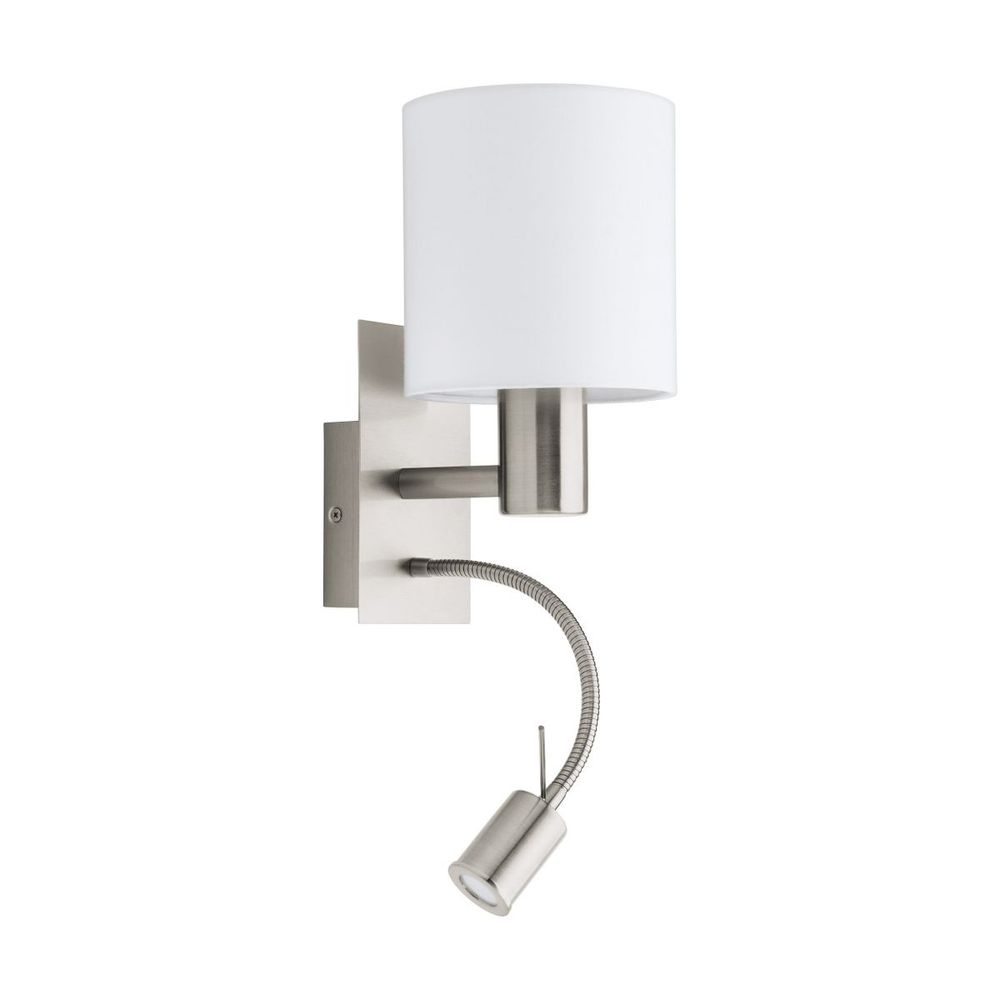 Eglo Pasteri Zidna Lampa 2, E27, LED 3,5W, Nikl-Mat/Bijela slika 1