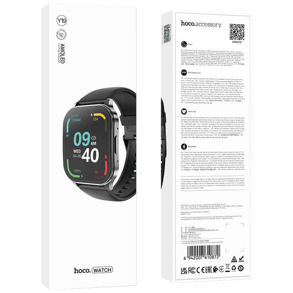 hoco. Pametni sat, 1.96", AMOLED zaslon, Bluetooth, IP68 - Y19 Metal Gray slika 3