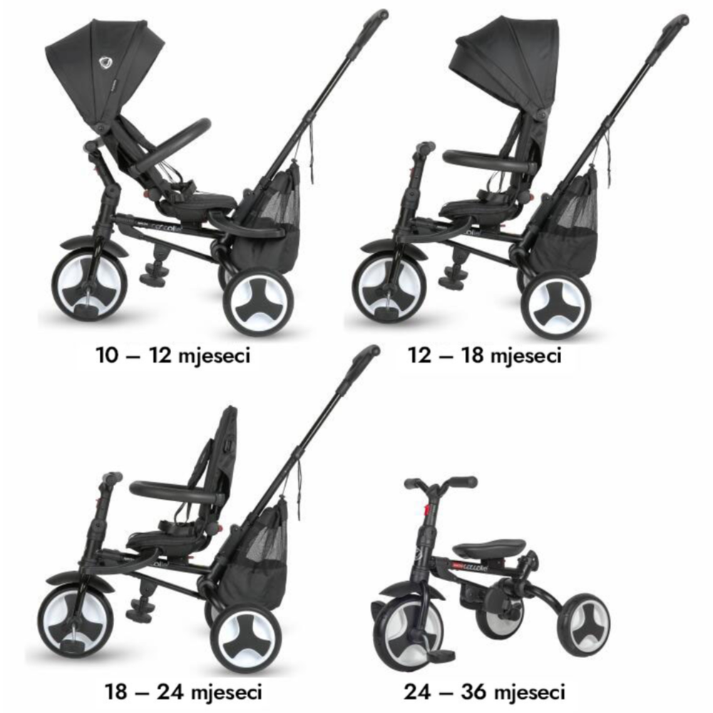 Coccolle Sklopivi rotirajući tricikl Spectra Plus Premium Line, Jet Black slika 3